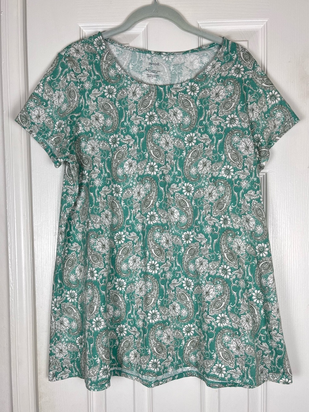 J. Jill Pure Jill Scoop Neck Elliptical Tee Pima Cotton Sz M Tunic